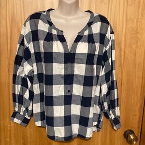 J. Crew Blue and White Boxy Button Down Shirt